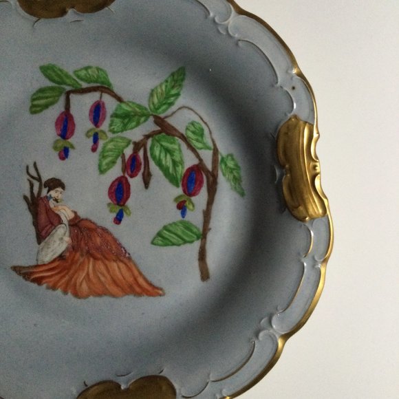 Vintage 1967 Schwarzenhammer Bavaria Germany 13” Cabinet Plate hand painted gold - Picture 3 of 7